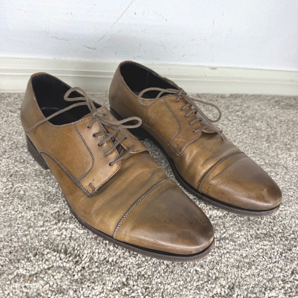 Suitsupply Mens Brown Leather Cap Toe Derby Shoes Made in‎ Italy Size 43 Oxford